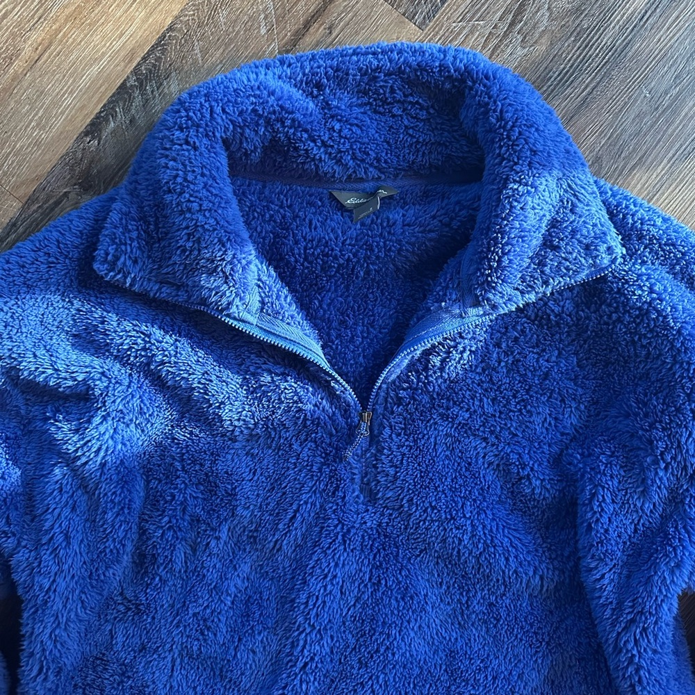 Eddie Bauer Women’s Royal Blue Quarter Zip Plush Sweater - Picture 3 of 8